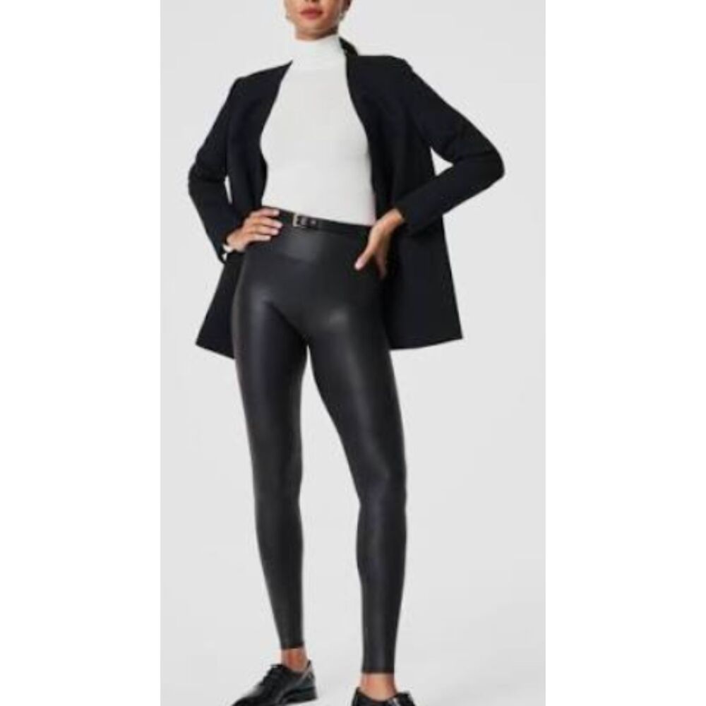 SPANX Faux Leather Shaping Leggings Black Size XS